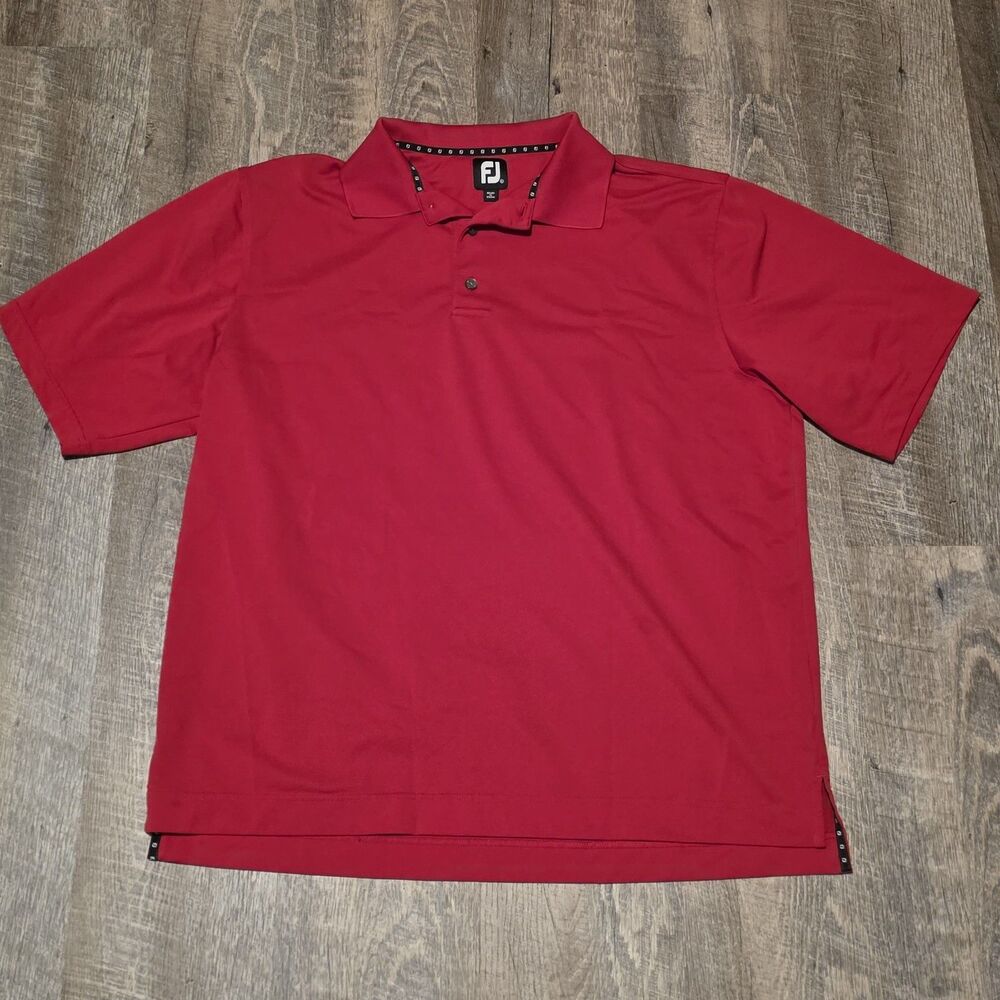 Footjoy FJ Foot Joy Golf Polo Shirt Men's Red Short Sleeve XL Logo on Back